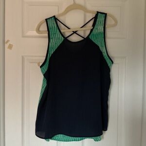 Papermoon Navy blue and Green Crisscross Tank Top
